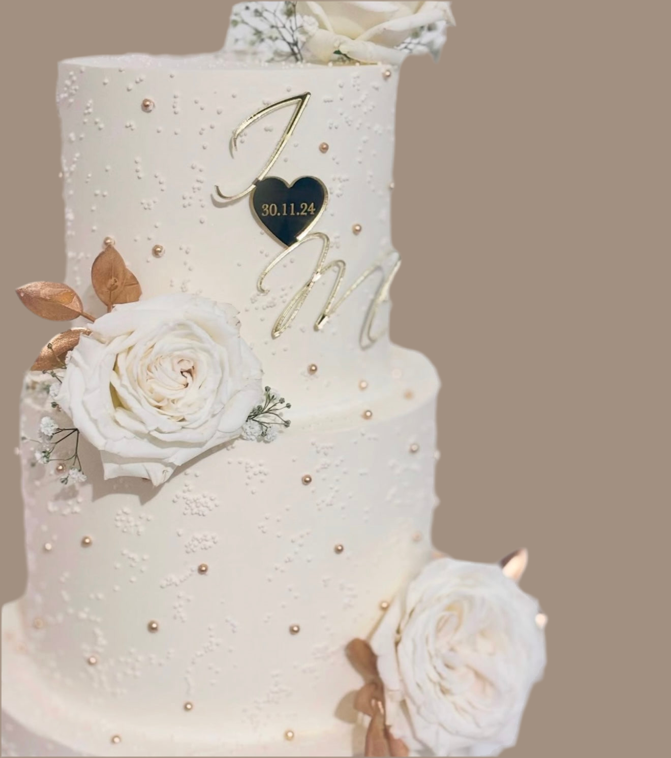 Face or Cake Topper - Wedding Initials Heart Date