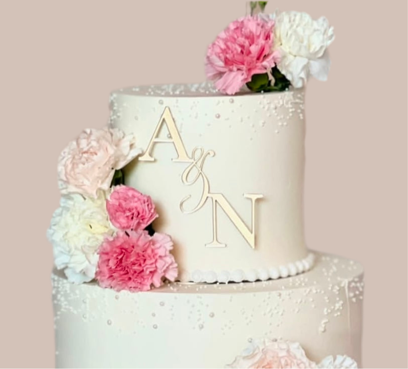 Face ou Cake Topper - INITIALES MARIAGE