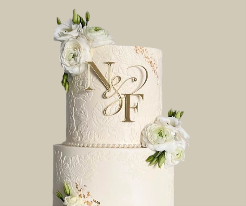 Face ou Cake Topper - INITIALES MARIAGE