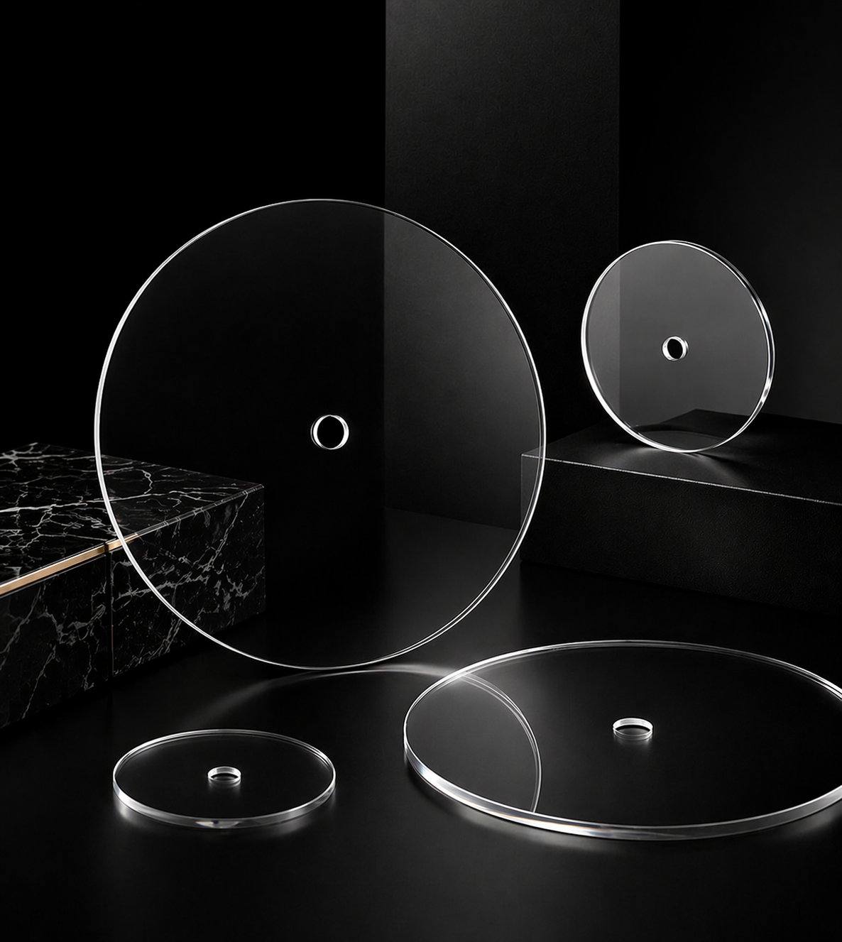 Disque Semelle Gâteau Rond Acrylique 3mm et trou central