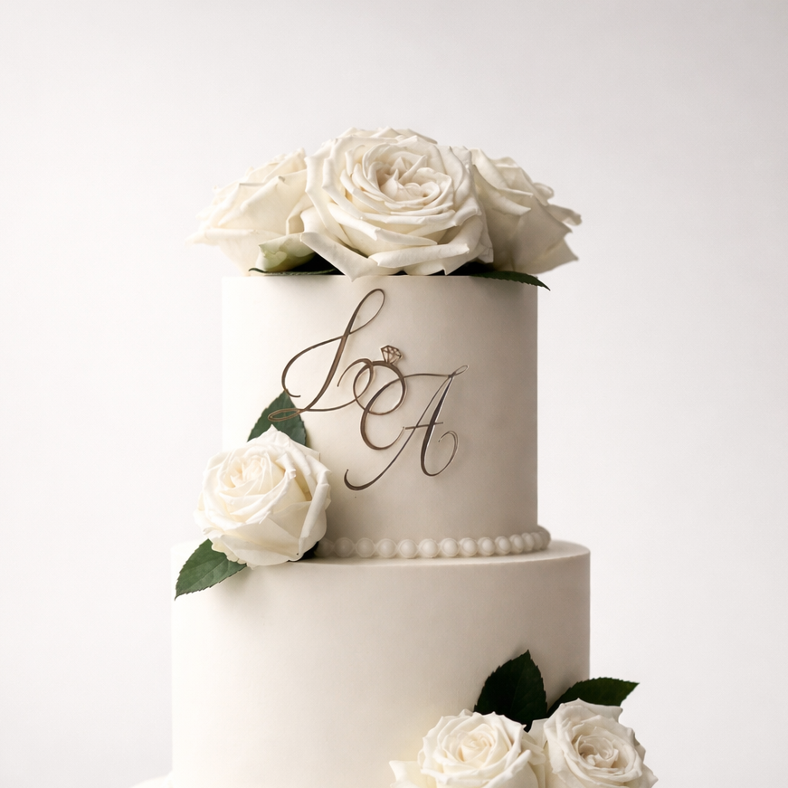 Face ou Cake Topper - INITIALES MARIAGE
