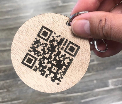 Porte Clefs Bois QR Code