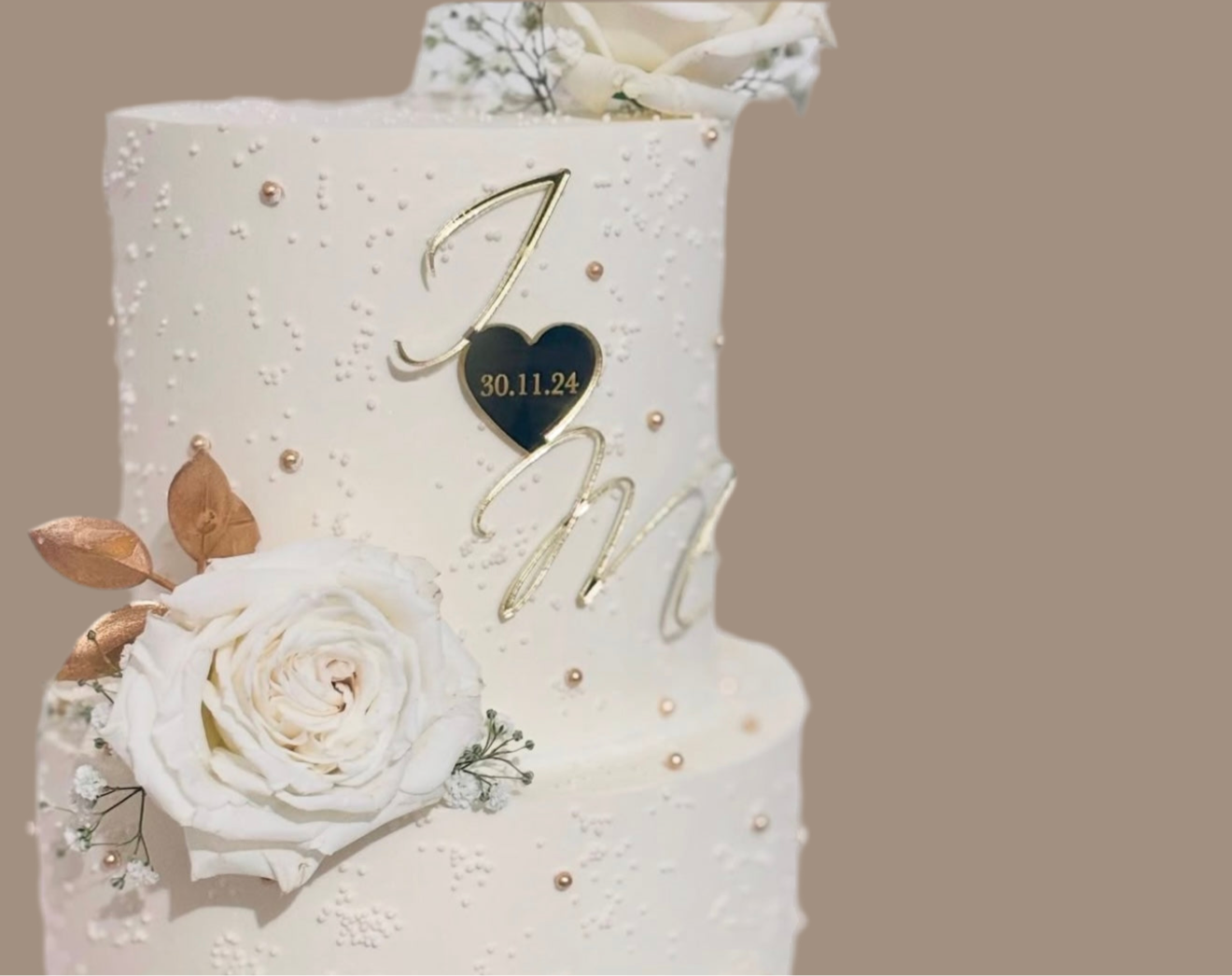 Face ou Cake Topper - INITIALES MARIAGE Coeur Date
