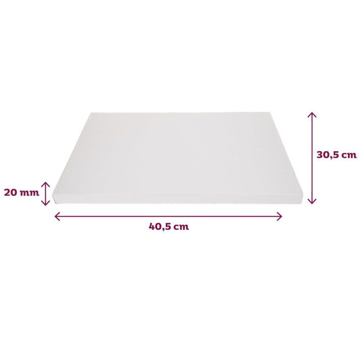 Fond rectangle Épais 20mm FunCakes Blanc 40x30cm