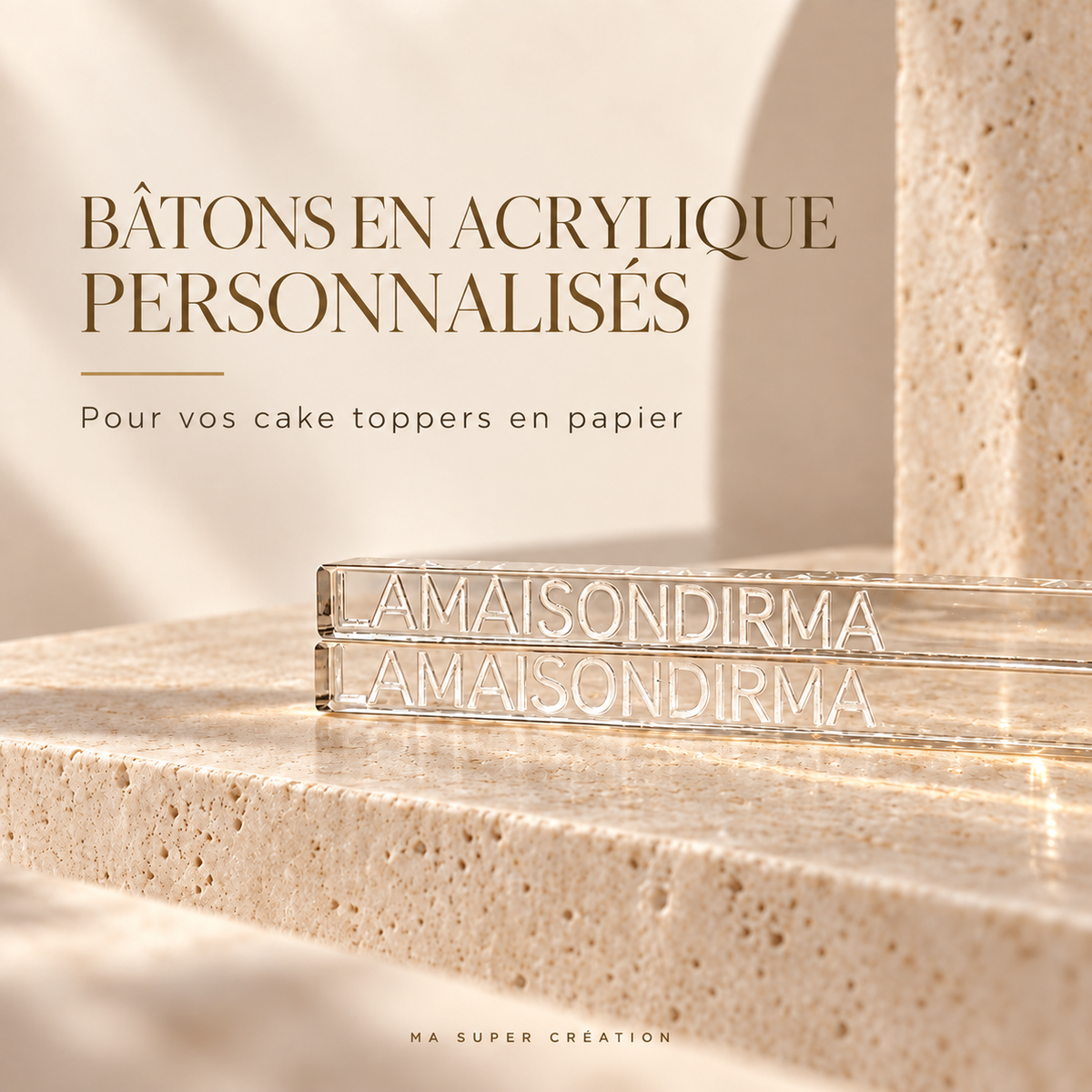 LOT 50 BÂTONS EN ACRYLIQUE PERSONNALISÉS POUR CAKE TOPPERS EN PAPIER
