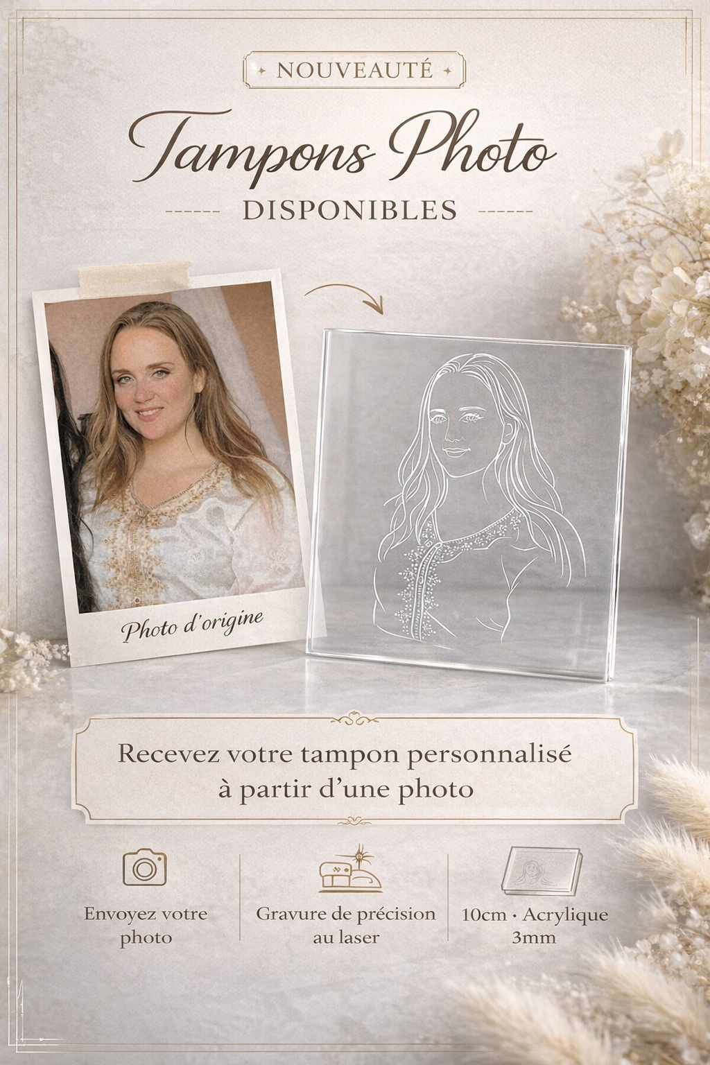 Tampon personnalisé - PHOTO – Acrylique Transparent